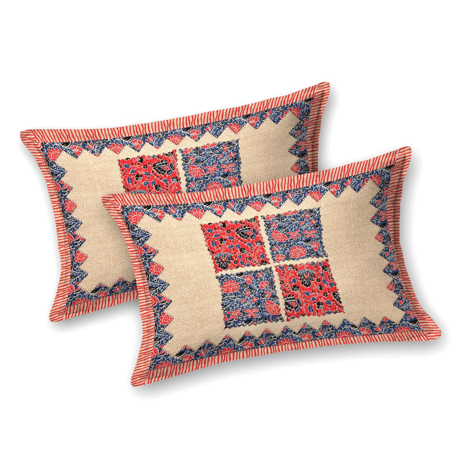 Rajasthani Traditionally Printed Cotton Doublebed Bedsheet With Pack of 2 Pillow Covers - Image 2