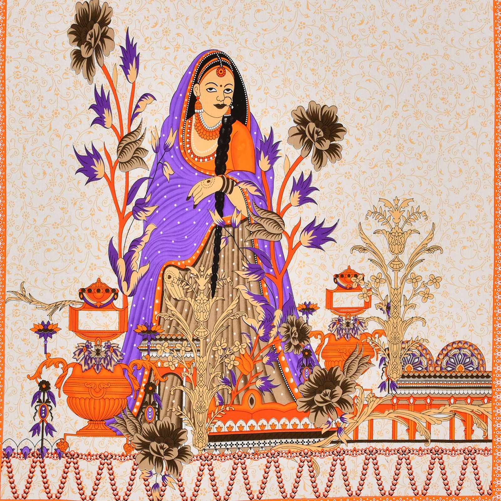 Rajasthani Traditionally Printed Cotton Doublebed Bedsheet With Pack of 2 Pillow Covers - Image 2