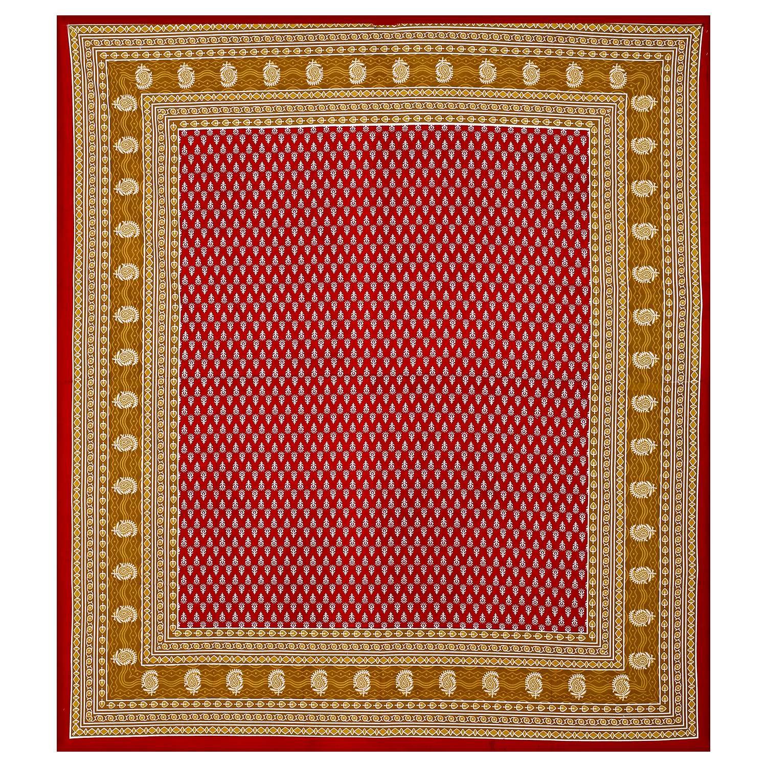 Rajasthani Traditionally Printed Cotton Doublebed Bedsheet With Pack of 2 Pillow Covers - Image 2